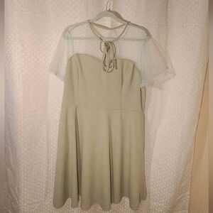 Retro Style Mint Green Dress with Sheer Sleeves